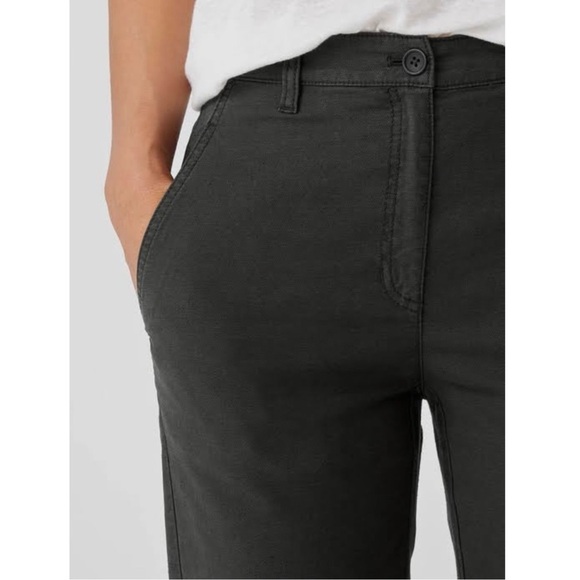 Eileen Fisher Organic Cotton Hemp Tapered Pant Seaweed Green - Picture 13 of 13